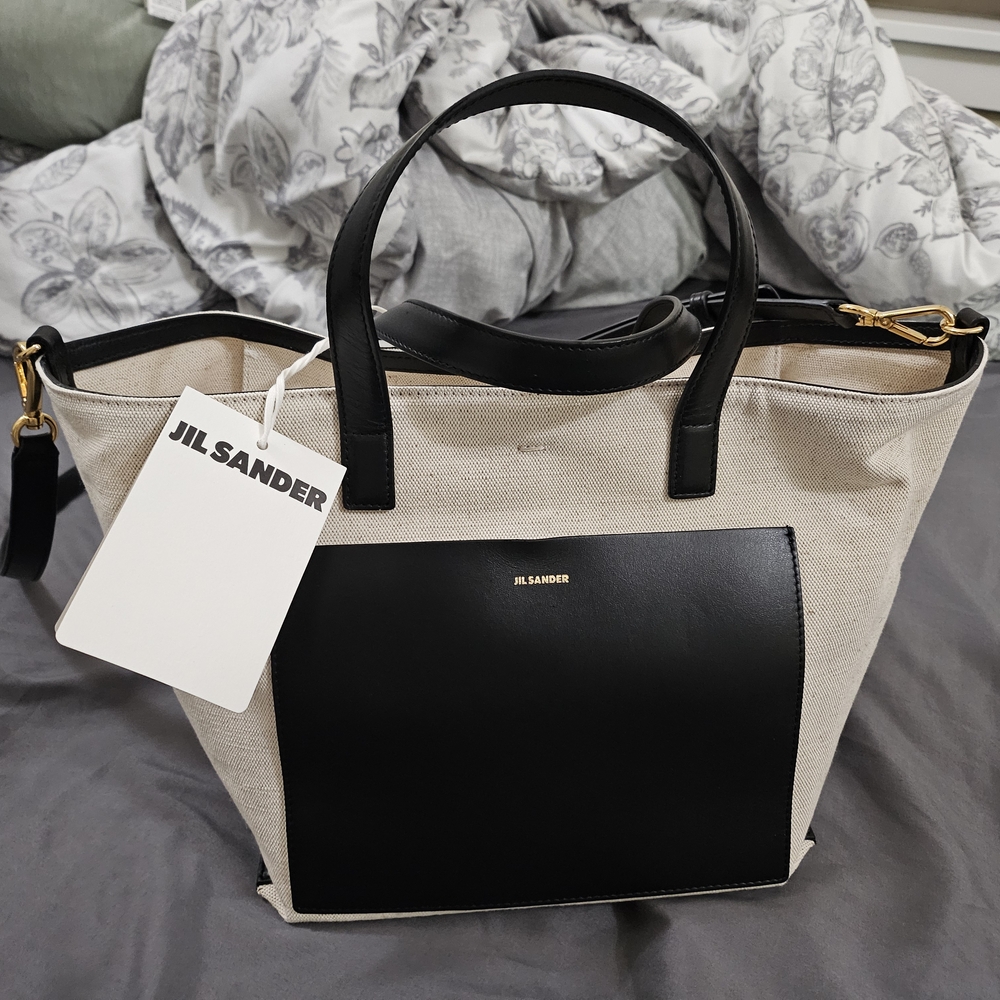 Jil Sander Black and Cream Women's Bag